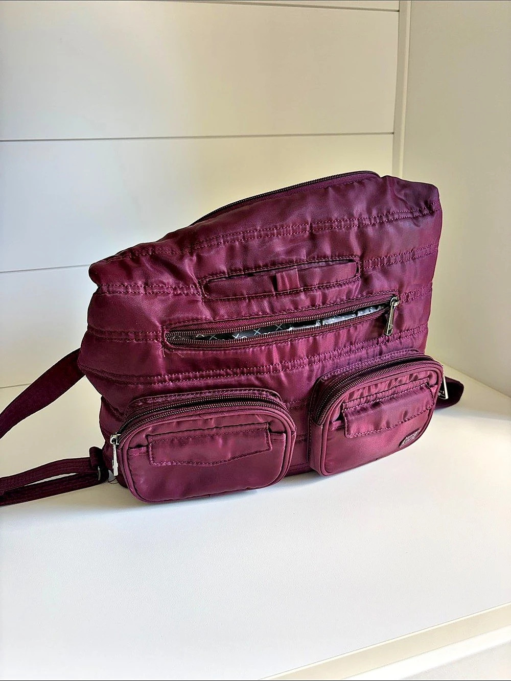 Lug Zipliner convertible wine/burgundy Quilted Shoulder Bag